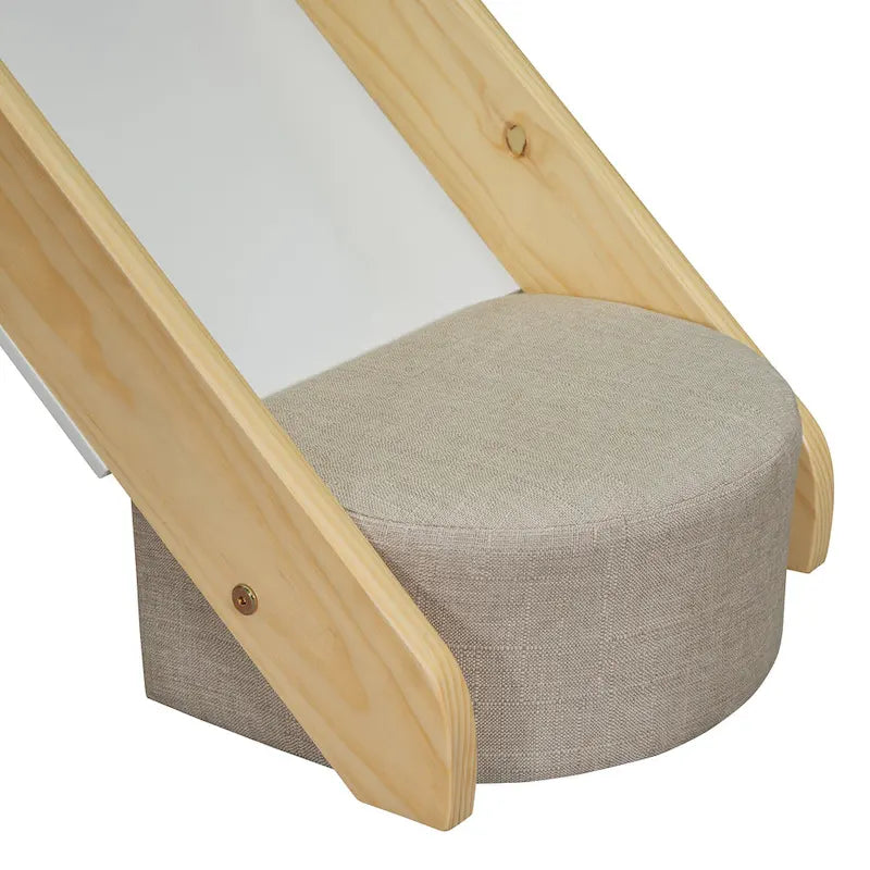 Letto a soppalco singolo con tenda da gioco, design a casetta, scivolo e scaletta
