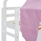 Letto a soppalco singolo con tenda da gioco, design a casetta, scivolo e scaletta