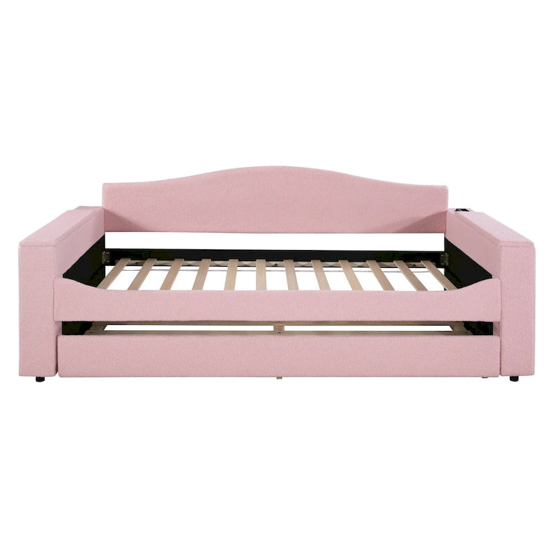 Divano Letto Singolo Imbottito con Braccioli Contenitore, Letto Estraibile e Sistema Audio Bluetooth Integrato di Ultima Generazione, in Pile Orsetto, Grigio