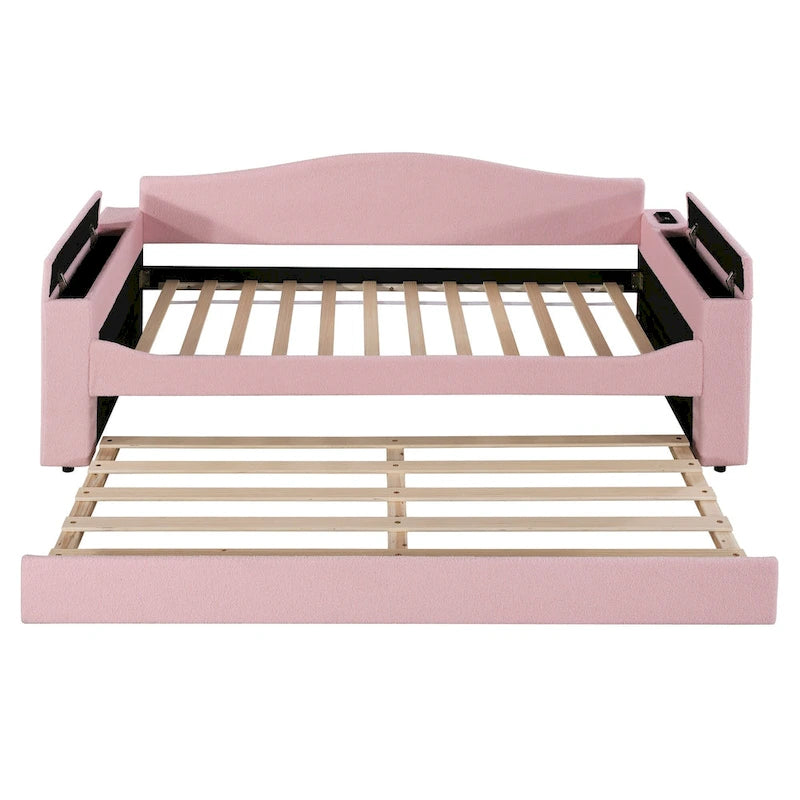 Divano Letto Singolo Imbottito con Braccioli Contenitore, Letto Estraibile e Sistema Audio Bluetooth Integrato di Ultima Generazione, in Pile Orsetto, Grigio