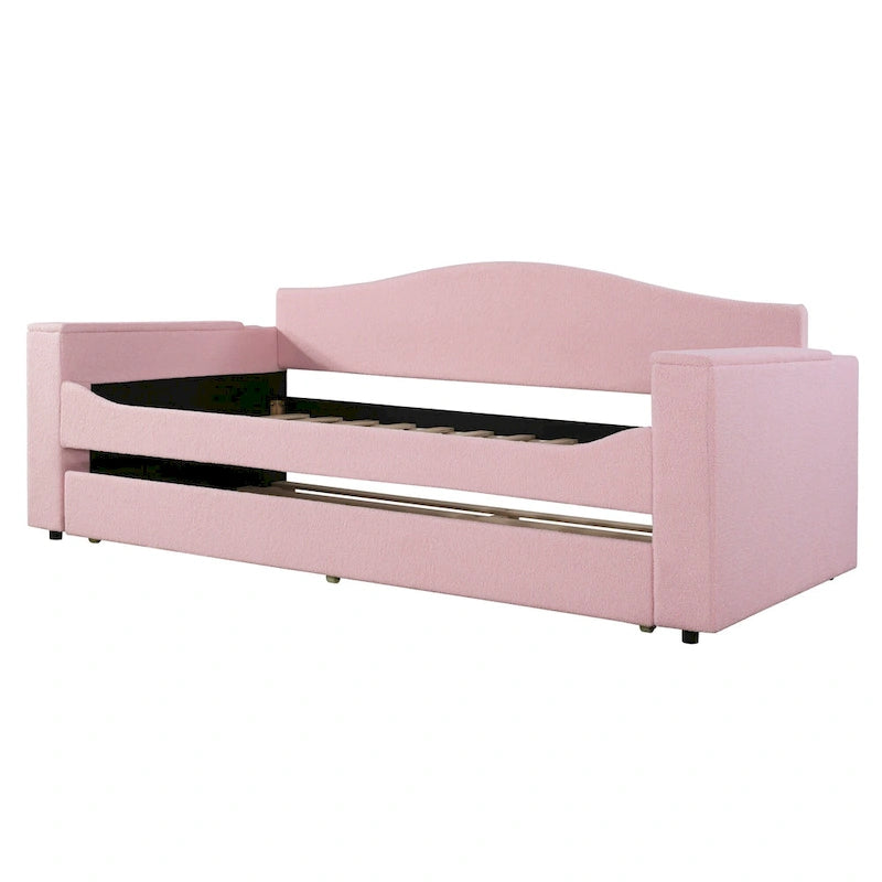Divano Letto Singolo Imbottito con Braccioli Contenitore, Letto Estraibile e Sistema Audio Bluetooth Integrato di Ultima Generazione, in Pile Orsetto, Grigio