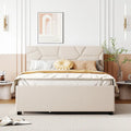 Struttura letto con testiera motivo mattoni, letto a piattaforma rivestito in tessuto lino, letto a pannello in legno con letto estraibile e 2 cassetti, letto a basso profilo