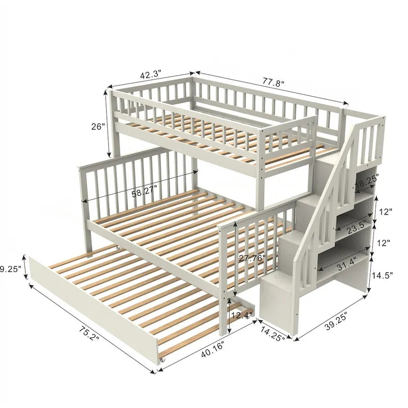 Letto a castello a scala versatile con spazio extra e caratteristiche di sicurezza