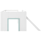 Letto a Soppalco Basso Full Size con Scivolo Incorporato, Struttura del Letto in Legno Massello con 3 Cassetti Portaoggetti e 2 Ante per Camera da Letto di Bambini e Ragazzi
