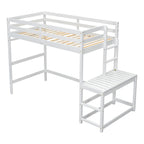 Letto a soppalco alto in legno di pino di dimensioni singole con scaletta