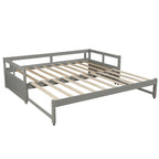Divano Letto Singolo Estensibile Grigio in Pino con Letto Estraibile - Robusta Struttura e Kit Doghe Inclusi