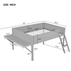Letto a soppalco in legno per gaming full size con scrivania LED e contenitore (capacità 180 kg)