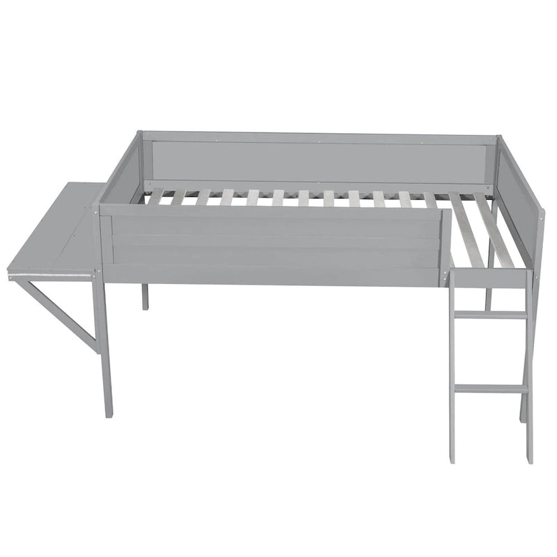 Letto a soppalco in legno per gaming full size con scrivania LED e contenitore (capacità 180 kg)