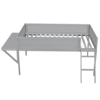 Letto a soppalco in legno per gaming full size con scrivania LED e contenitore (capacità 180 kg)