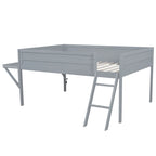 Letto a soppalco in legno per gaming full size con scrivania LED e contenitore (capacità 180 kg)