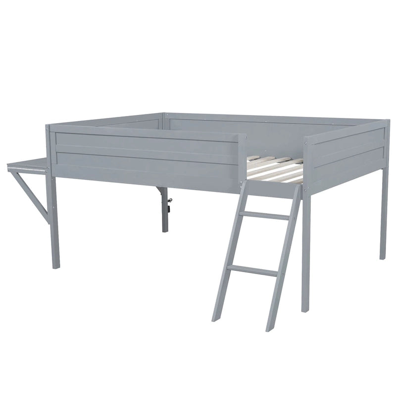 Letto a soppalco in legno per gaming full size con scrivania LED e contenitore (capacità 180 kg)