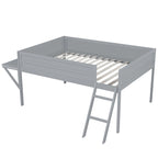 Letto a soppalco in legno per gaming full size con scrivania LED e contenitore (capacità 180 kg)