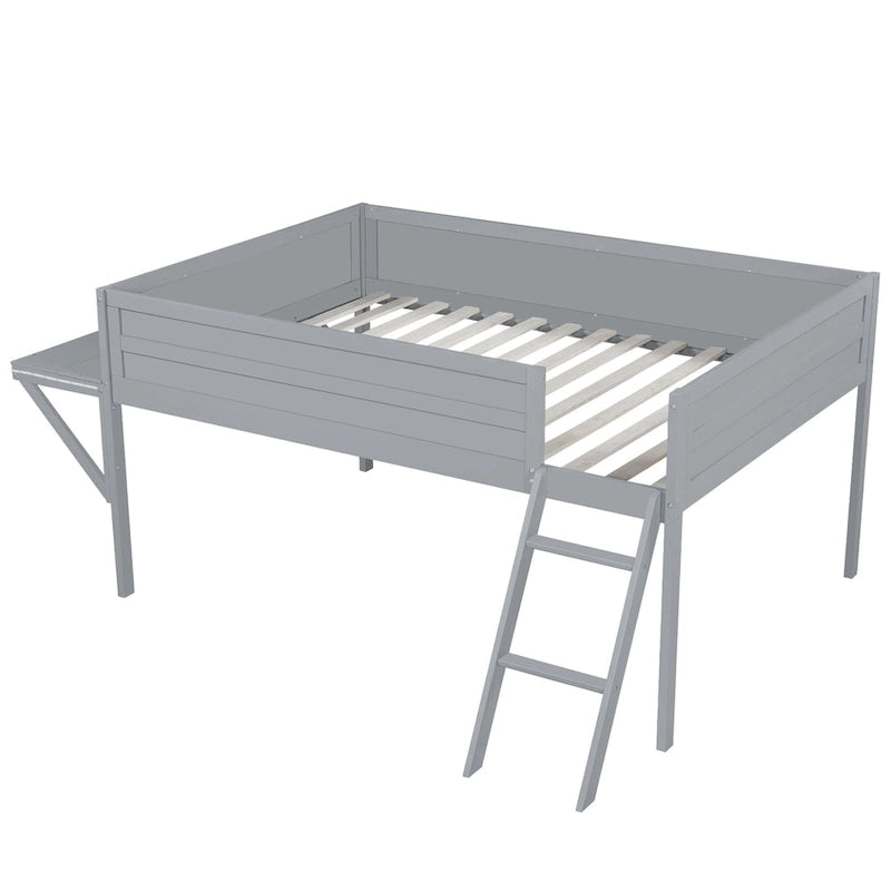 Letto a soppalco in legno per gaming full size con scrivania LED e contenitore (capacità 180 kg)