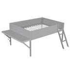 Letto a soppalco in legno per gaming full size con scrivania LED e contenitore (capacità 180 kg)