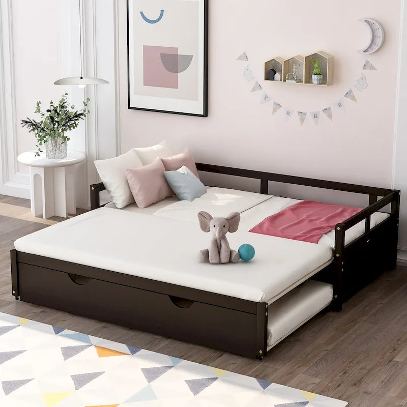 Divano letto in legno Twin Pine con letto estraibile e kit di doghe, nessuna molla necessaria, nero, 125 kg