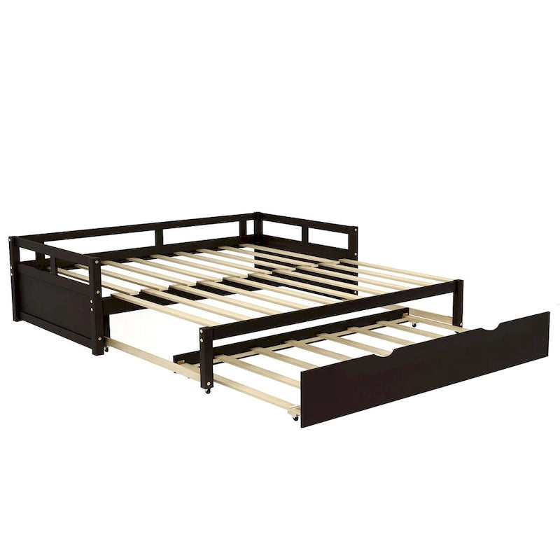 Divano letto in legno Twin Pine con letto estraibile e kit di doghe, nessuna molla necessaria, nero, 125 kg