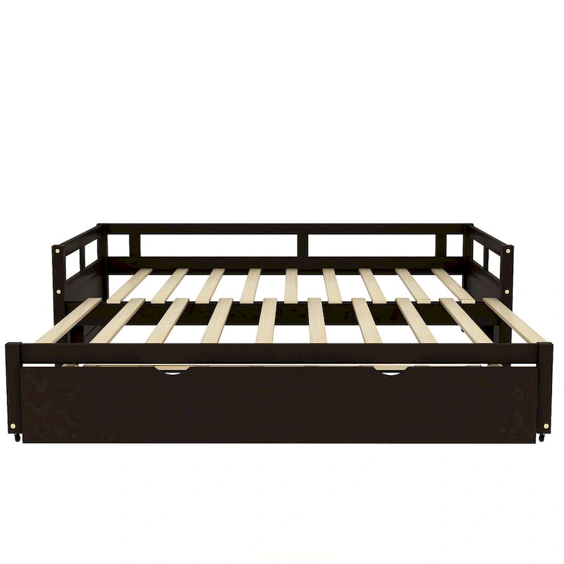 Divano letto in legno Twin Pine con letto estraibile e kit di doghe, nessuna molla necessaria, nero, 125 kg