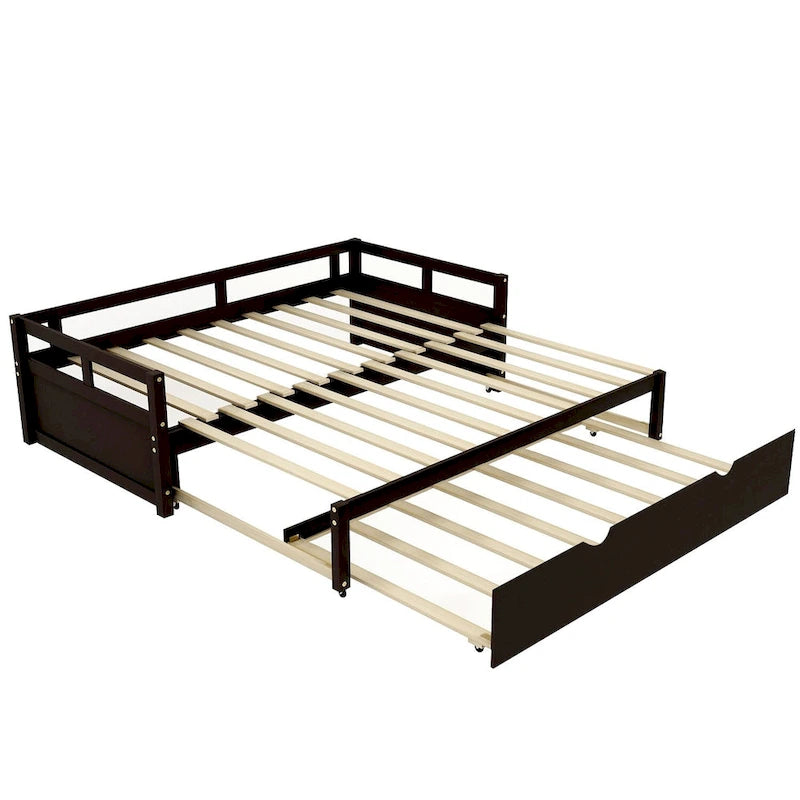 Divano letto in legno Twin Pine con letto estraibile e kit di doghe, nessuna molla necessaria, nero, 125 kg