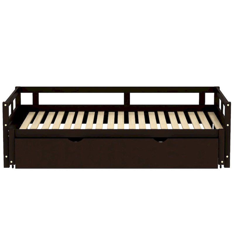 Divano letto in legno Twin Pine con letto estraibile e kit di doghe, nessuna molla necessaria, nero, 125 kg