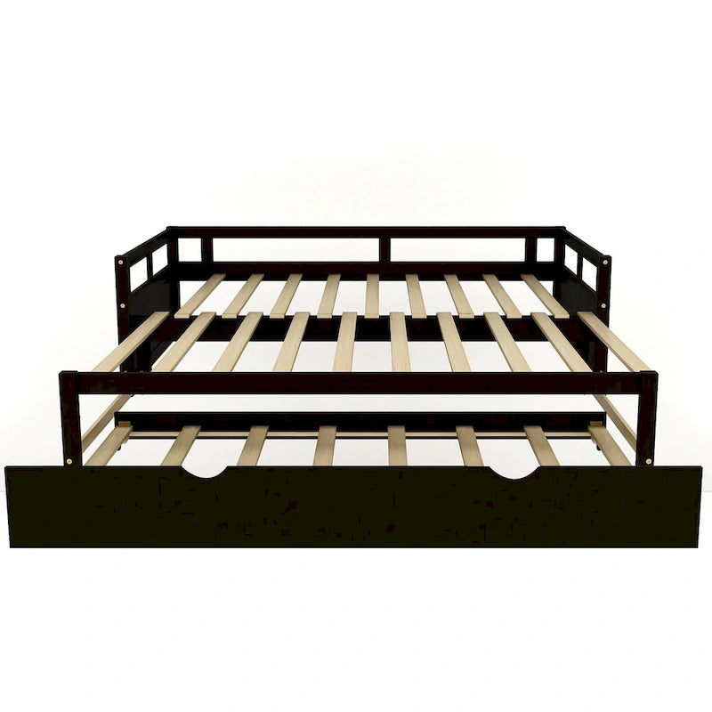 Divano letto in legno Twin Pine con letto estraibile e kit di doghe, nessuna molla necessaria, nero, 125 kg