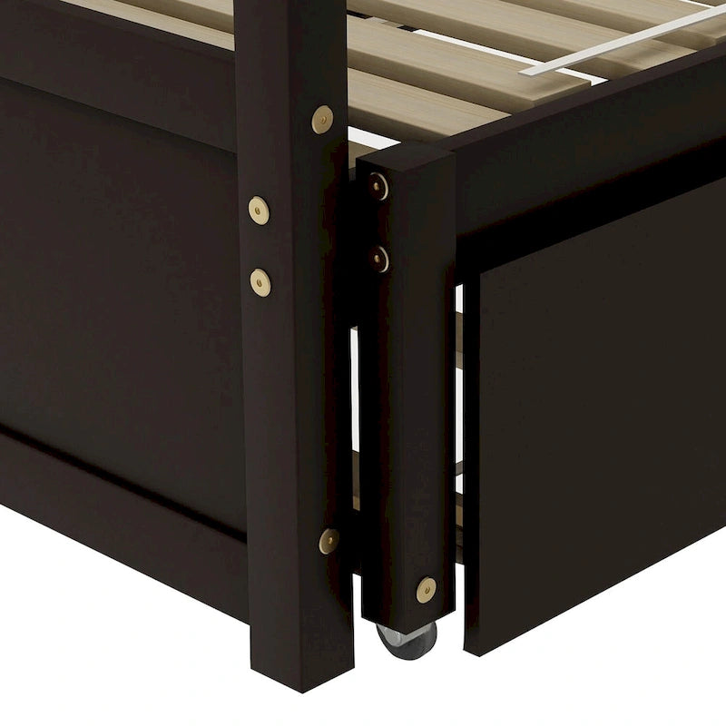 Divano letto in legno Twin Pine con letto estraibile e kit di doghe, nessuna molla necessaria, nero, 125 kg