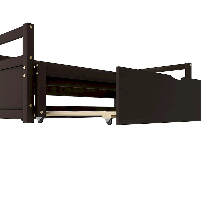 Divano letto in legno Twin Pine con letto estraibile e kit di doghe, nessuna molla necessaria, nero, 125 kg