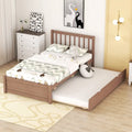 Struttura letto a piattaforma matrimoniale in legno di gomma color noce marrone con letto estraibile, design moderno, nessun bisogno di rete a molle