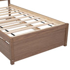 Struttura letto a piattaforma matrimoniale in legno di gomma color noce marrone con letto estraibile, design moderno, nessun bisogno di rete a molle