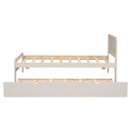 Struttura letto a piattaforma singola in legno massello bianco con letto estraibile e testiera moderna in legno