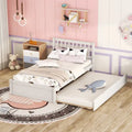 Letto a Piattaforma Matrimoniale in Legno di Gomma Noce Bianco con Ruote, Design Elegante, Nessuna Rete a Molle Necessaria