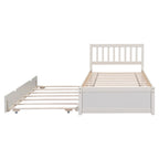 Letto a Piattaforma Matrimoniale in Legno di Gomma Noce Bianco con Ruote, Design Elegante, Nessuna Rete a Molle Necessaria