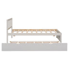 Letto a Piattaforma Matrimoniale in Legno di Gomma Noce Bianco con Ruote, Design Elegante, Nessuna Rete a Molle Necessaria