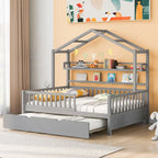 Letto a casetta interamente in legno con letto estraibile singolo