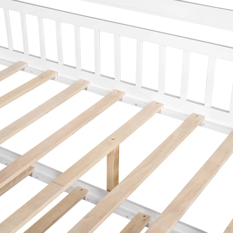 Letto a casetta interamente in legno con letto estraibile singolo