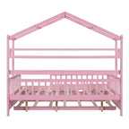 Letto a casetta interamente in legno con letto estraibile singolo