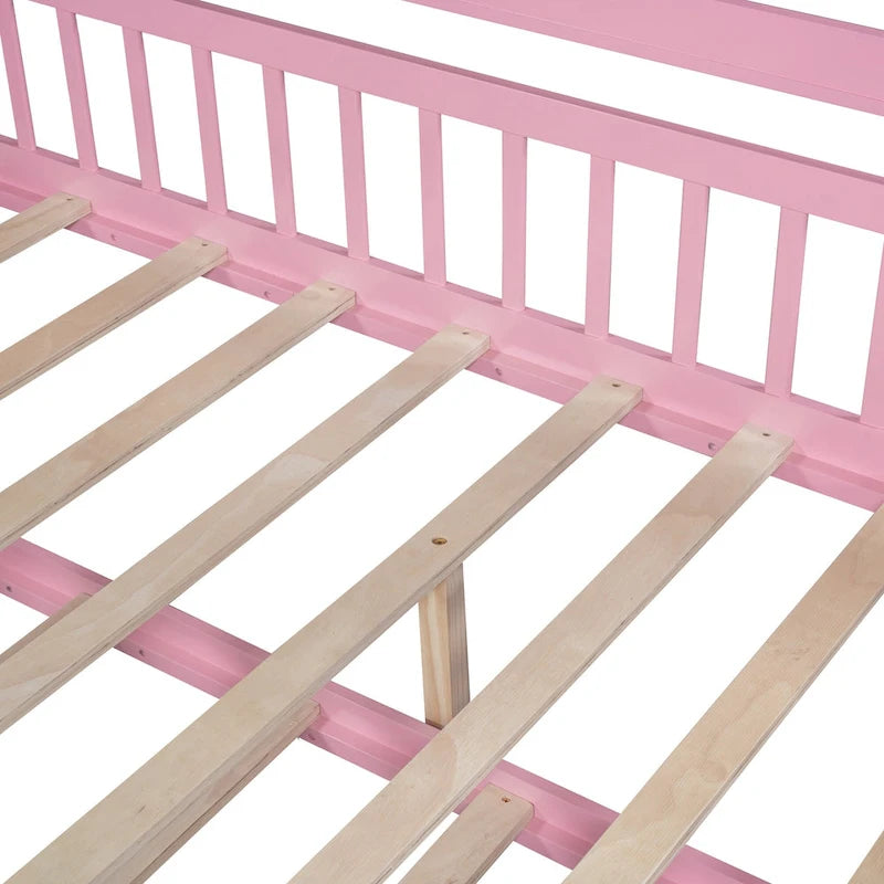 Letto a casetta interamente in legno con letto estraibile singolo