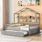 Letto a casetta interamente in legno con letto estraibile singolo