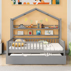 Letto a casetta interamente in legno con letto estraibile singolo