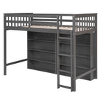 Letto a soppalco singolo con mensole contenitore