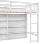 Letto a soppalco singolo con mensole contenitore