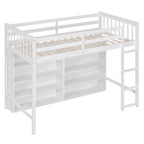 Letto a soppalco singolo con mensole contenitore