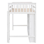 Letto a soppalco singolo con mensole contenitore