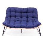 Causeuse double Papasan avec coussin, rotin PE tout temps et cadre en métal pour l'intérieur et l'extérieur
