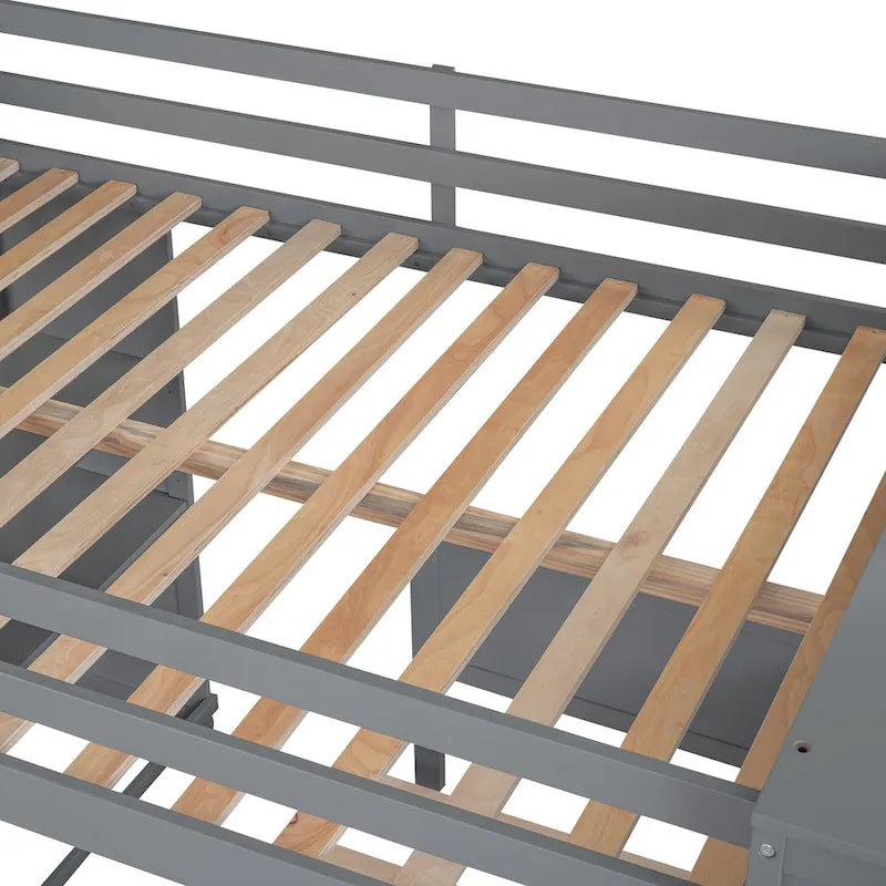 Loft Bed with a Stand-alone bed,Shelves,Desk,and Wardrobe