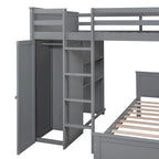 Letto a soppalco con letto a sé stante, scaffali, scrivania e armadio