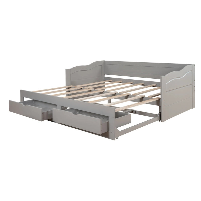 Divano letto con letto estraibile e cassetti contenitore