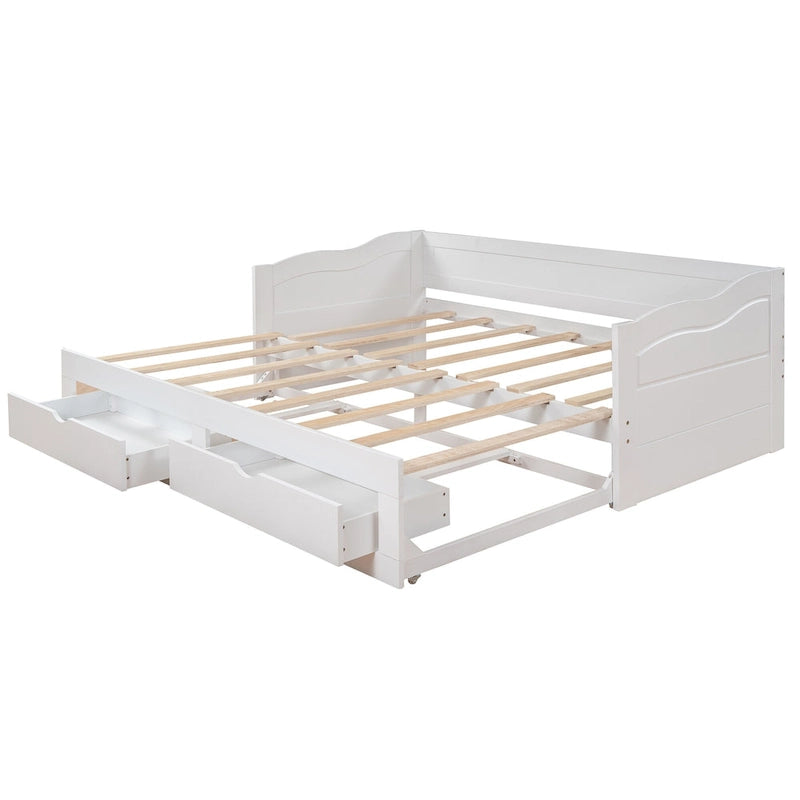 Divano letto con letto estraibile e cassetti contenitore