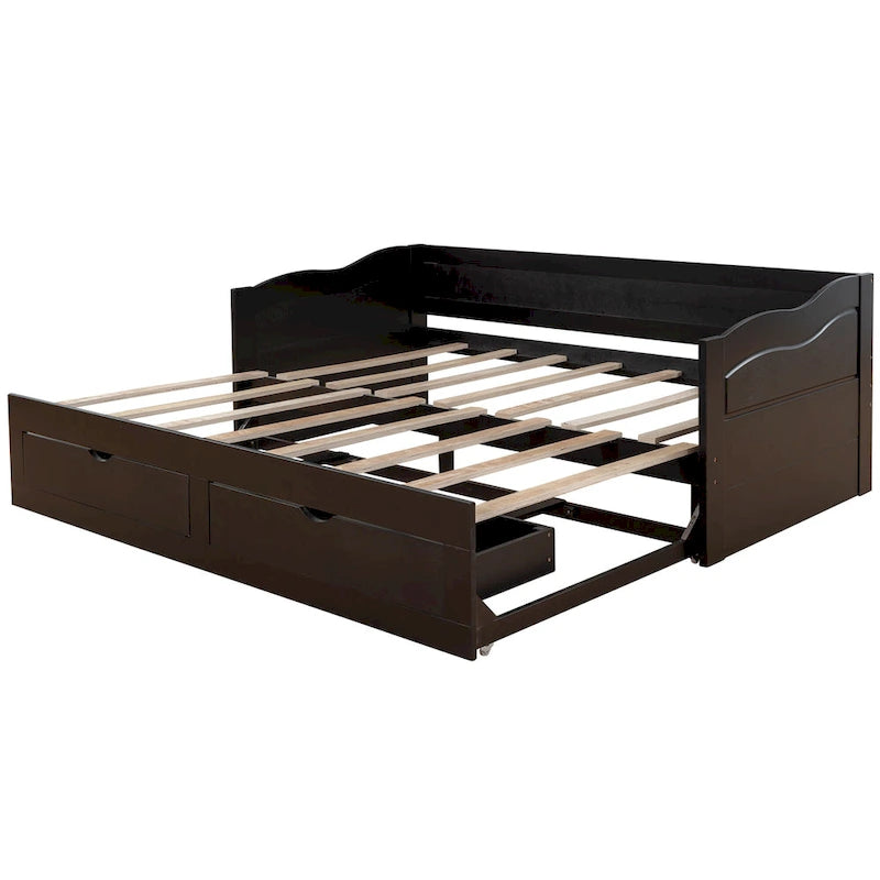 Divano letto con letto estraibile e cassetti contenitore