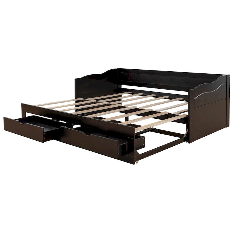 Divano letto con letto estraibile e cassetti contenitore