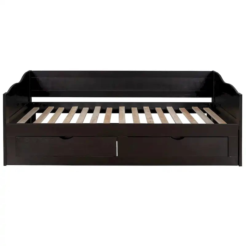 Divano letto con letto estraibile e cassetti contenitore